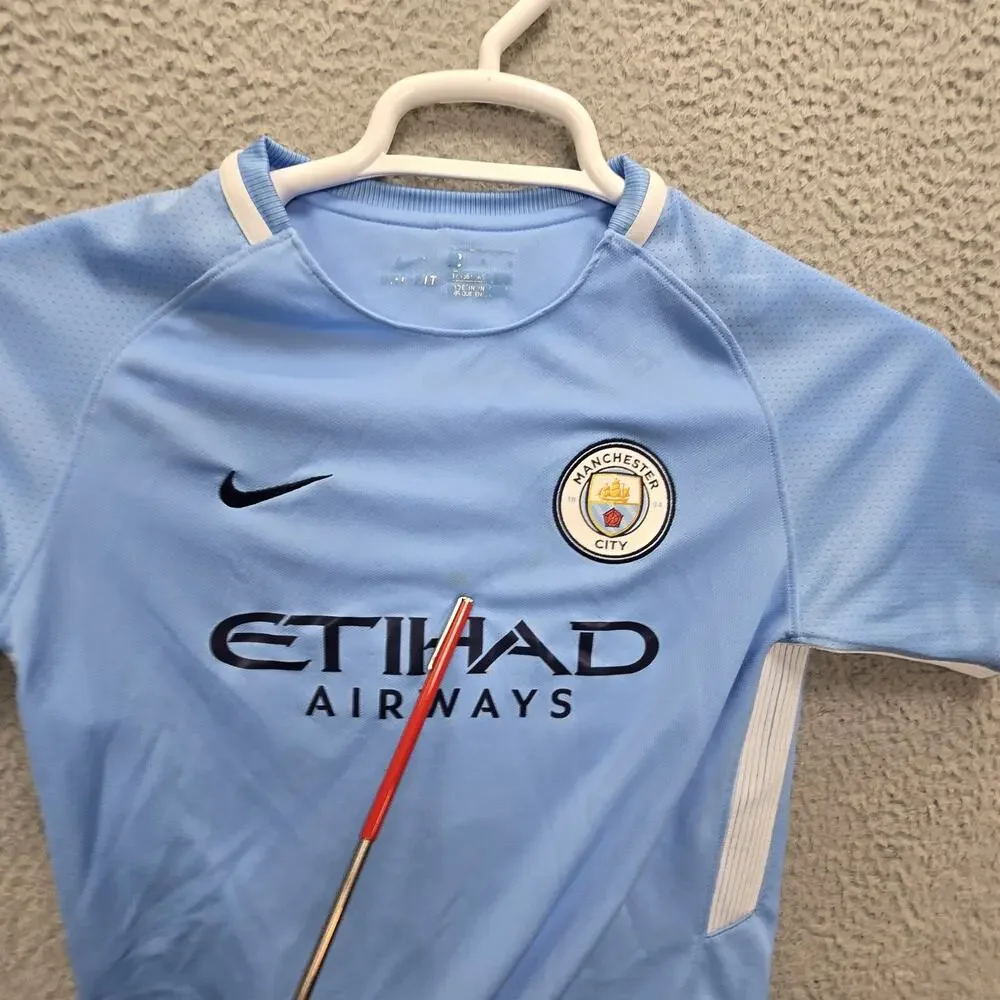 Nike FC Manchester City Jersey Boys Medium 2016 2017 Home Football Soccer Shirt
